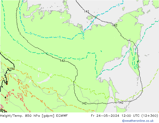 Height/Temp. 850 hPa ECMWF Sex 24.05.2024 12 UTC