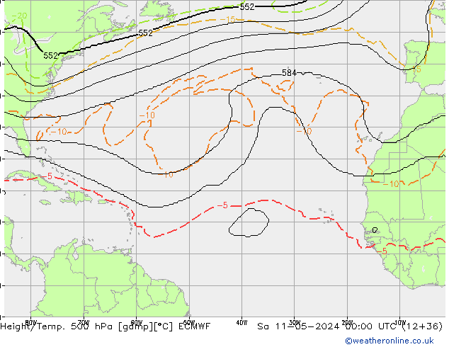 Yükseklik/Sıc. 500 hPa ECMWF Cts 11.05.2024 00 UTC