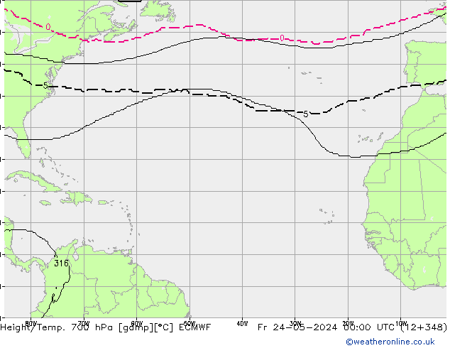 Height/Temp. 700 гПа ECMWF пт 24.05.2024 00 UTC