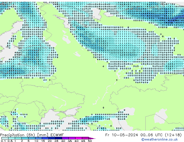 Precipitation (6h) ECMWF Fr 10.05.2024 06 UTC
