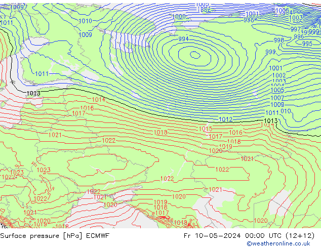 Surface pressure ECMWF Fr 10.05.2024 00 UTC