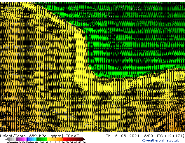 Height/Temp. 850 гПа ECMWF чт 16.05.2024 18 UTC