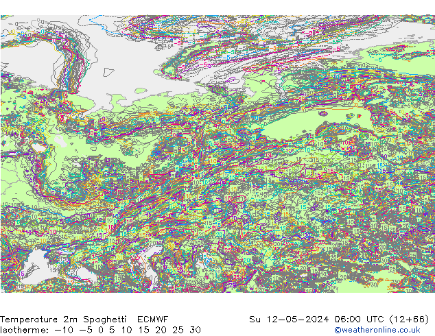 Temperature 2m Spaghetti ECMWF Su 12.05.2024 06 UTC