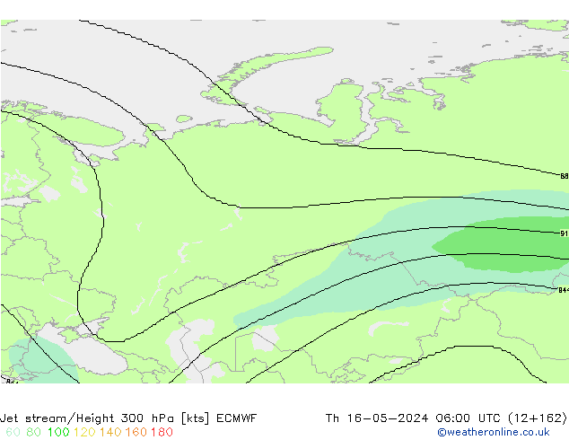 Jet stream ECMWF Qui 16.05.2024 06 UTC