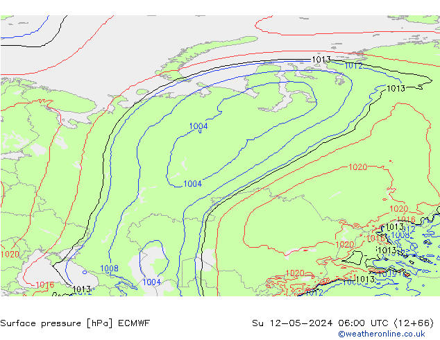 Surface pressure ECMWF Su 12.05.2024 06 UTC