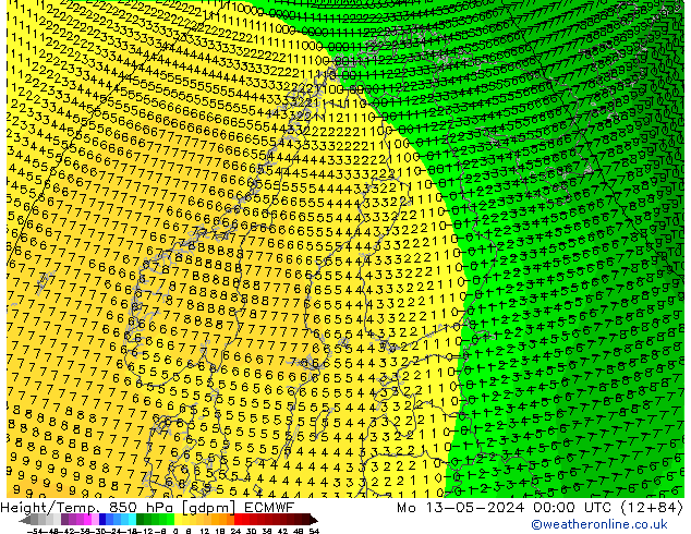 Height/Temp. 850 гПа ECMWF пн 13.05.2024 00 UTC