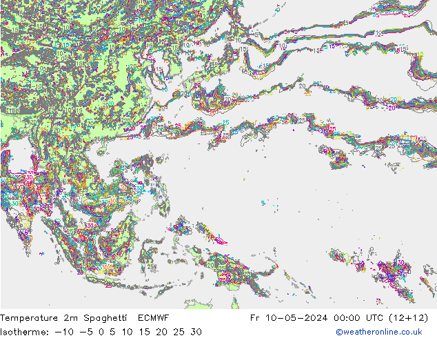 Temperature 2m Spaghetti ECMWF Pá 10.05.2024 00 UTC