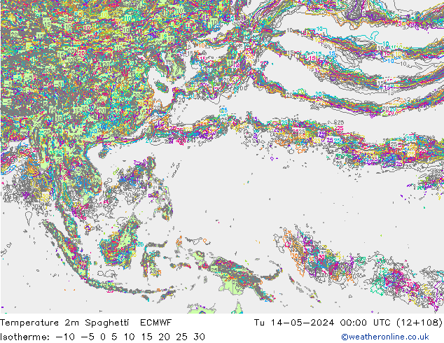 mapa temperatury 2m Spaghetti ECMWF wto. 14.05.2024 00 UTC