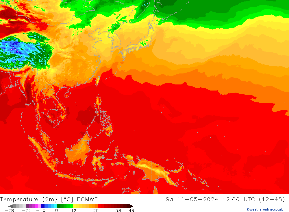 Sıcaklık Haritası (2m) ECMWF Cts 11.05.2024 12 UTC