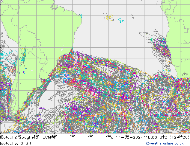 Isotachs Spaghetti ECMWF  14.05.2024 18 UTC