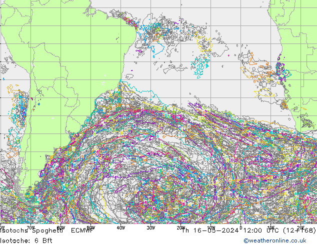 Isotachs Spaghetti ECMWF Th 16.05.2024 12 UTC