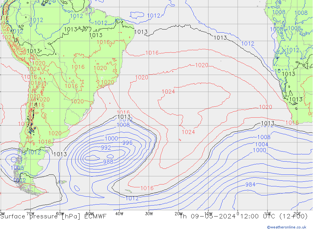 Surface pressure ECMWF Th 09.05.2024 12 UTC