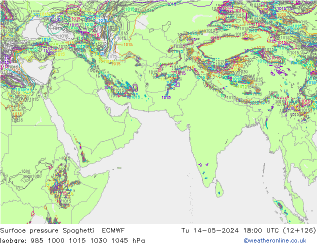 ciśnienie Spaghetti ECMWF wto. 14.05.2024 18 UTC