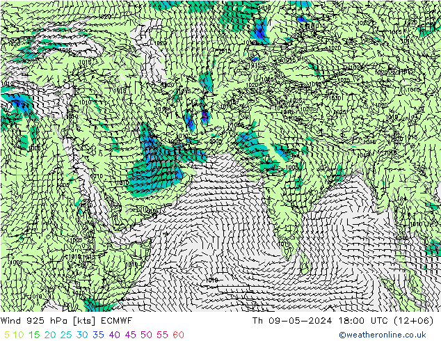 Wind 925 hPa ECMWF Th 09.05.2024 18 UTC