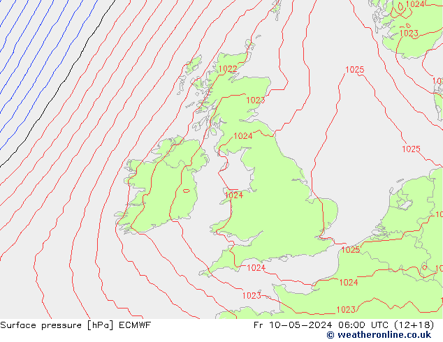 Bodendruck ECMWF Fr 10.05.2024 06 UTC