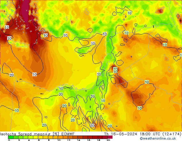 Isotachs Spread ECMWF  16.05.2024 18 UTC