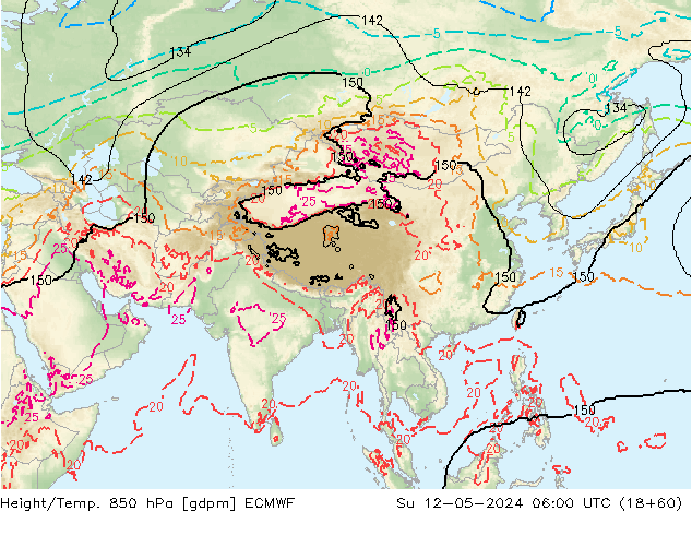 Géop./Temp. 850 hPa ECMWF dim 12.05.2024 06 UTC