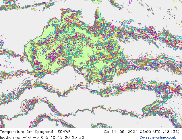 température 2m Spaghetti ECMWF sam 11.05.2024 06 UTC