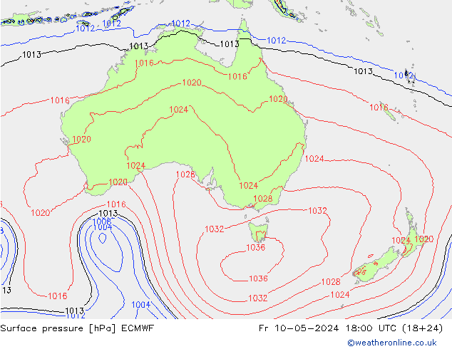 Luchtdruk (Grond) ECMWF vr 10.05.2024 18 UTC