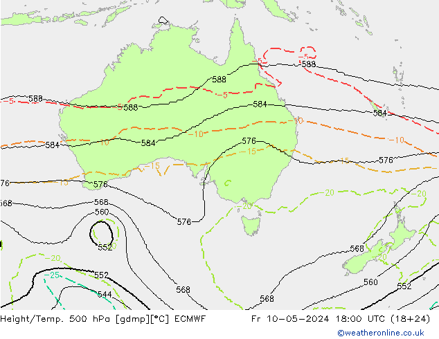 Geop./Temp. 500 hPa ECMWF vie 10.05.2024 18 UTC
