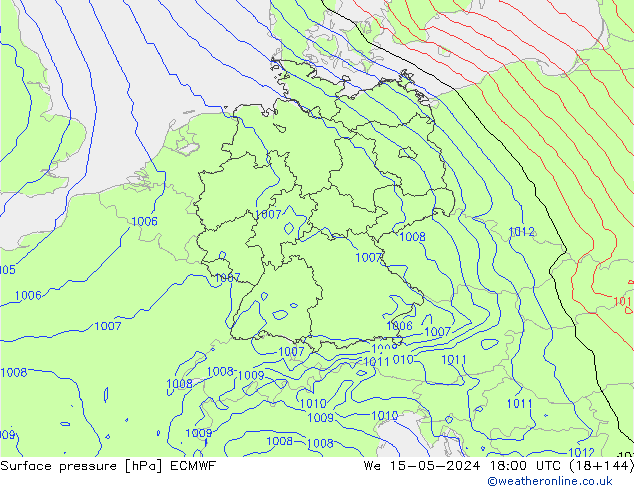 Surface pressure ECMWF We 15.05.2024 18 UTC