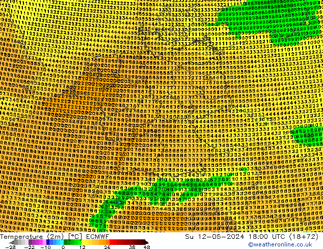 Temperaturkarte (2m) ECMWF So 12.05.2024 18 UTC