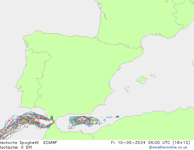 Isotachs Spaghetti ECMWF пт 10.05.2024 06 UTC