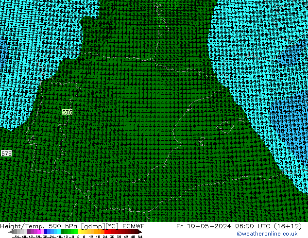 Yükseklik/Sıc. 500 hPa ECMWF Cu 10.05.2024 06 UTC