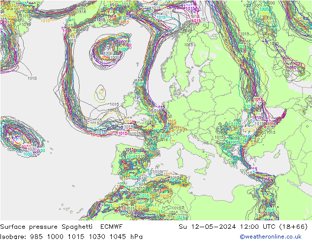 Bodendruck Spaghetti ECMWF So 12.05.2024 12 UTC