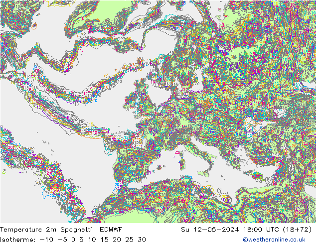 mapa temperatury 2m Spaghetti ECMWF nie. 12.05.2024 18 UTC