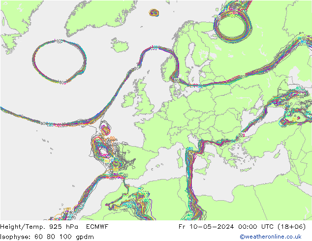 Yükseklik/Sıc. 925 hPa ECMWF Cu 10.05.2024 00 UTC