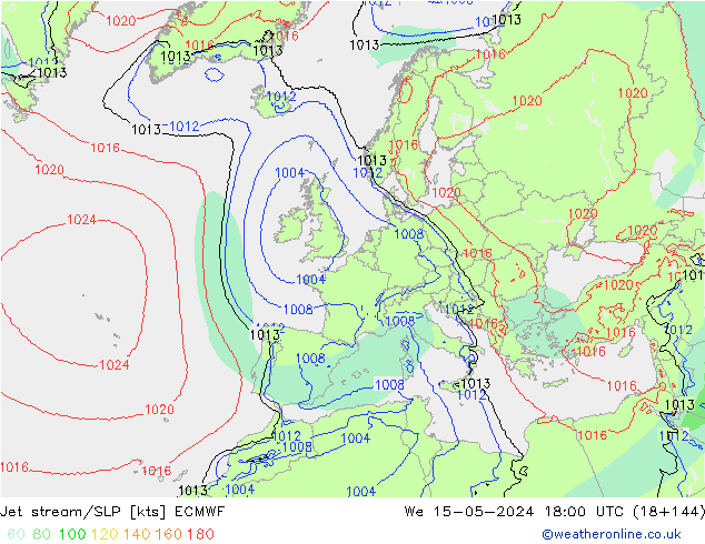 Polarjet/Bodendruck ECMWF Mi 15.05.2024 18 UTC