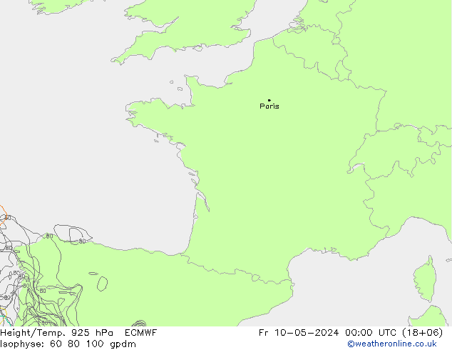 Height/Temp. 925 hPa ECMWF Fr 10.05.2024 00 UTC