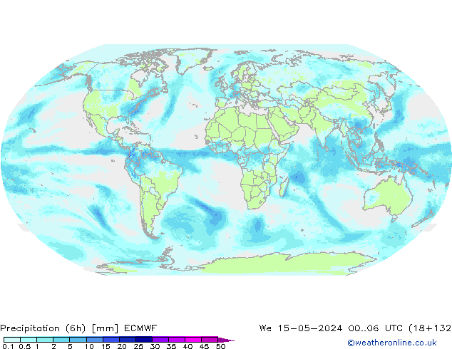 Precipitación (6h) ECMWF mié 15.05.2024 06 UTC
