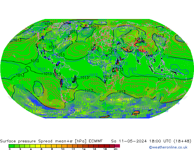 ciśnienie Spread ECMWF so. 11.05.2024 18 UTC