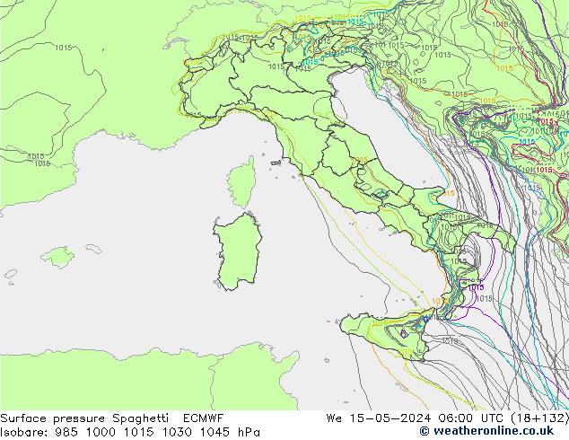 pression de l'air Spaghetti ECMWF mer 15.05.2024 06 UTC