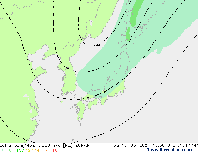 Straalstroom ECMWF wo 15.05.2024 18 UTC