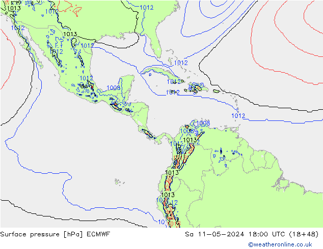 приземное давление ECMWF сб 11.05.2024 18 UTC