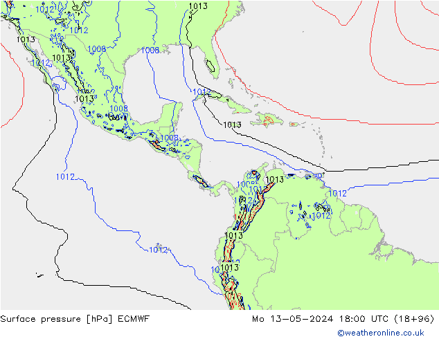 ciśnienie ECMWF pon. 13.05.2024 18 UTC