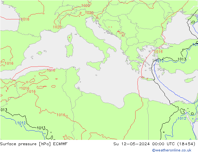 Luchtdruk (Grond) ECMWF zo 12.05.2024 00 UTC