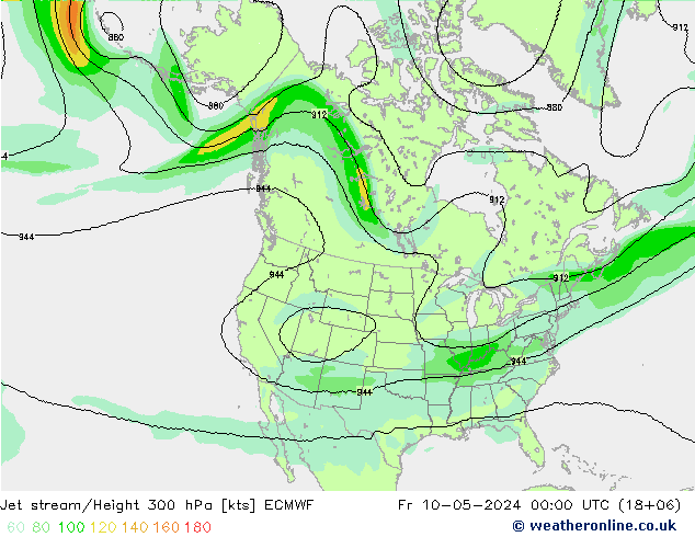 Jet stream/Height 300 hPa ECMWF Fr 10.05.2024 00 UTC