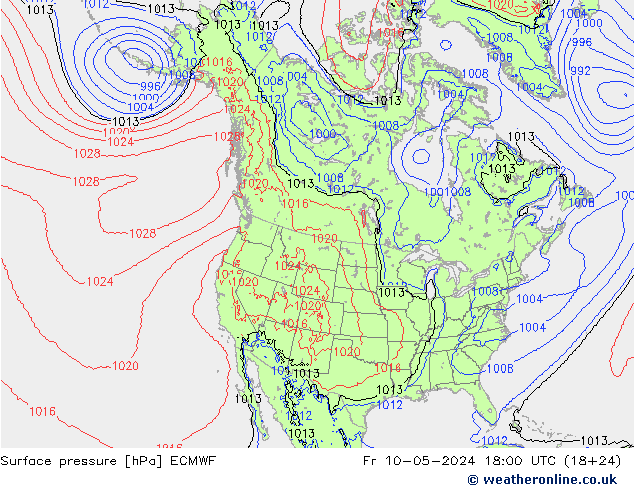地面气压 ECMWF 星期五 10.05.2024 18 UTC