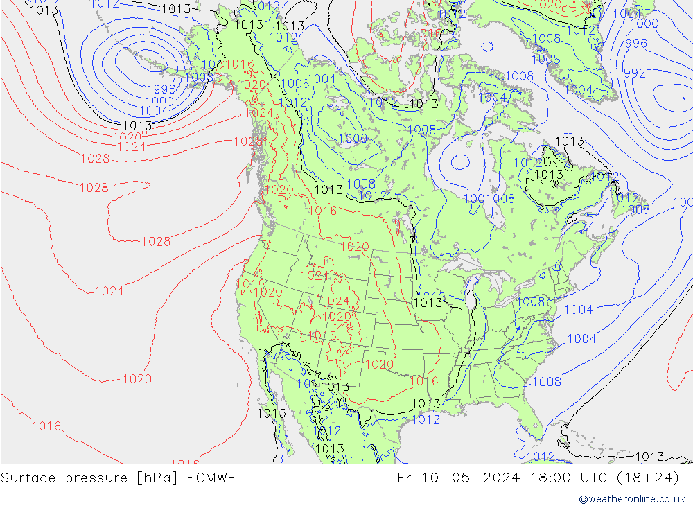 地面气压 ECMWF 星期五 10.05.2024 18 UTC