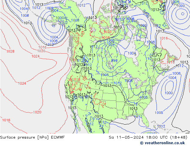 Bodendruck ECMWF Sa 11.05.2024 18 UTC