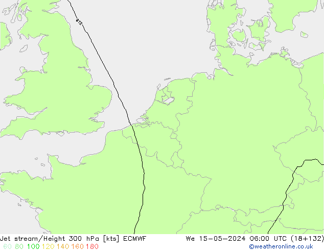 Jet stream ECMWF Qua 15.05.2024 06 UTC