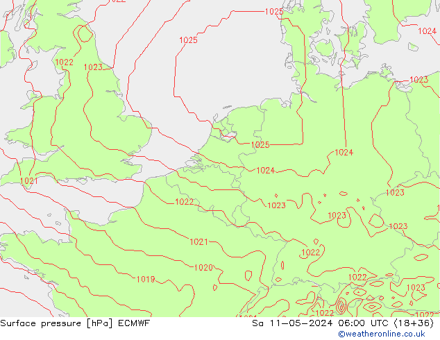 pressão do solo ECMWF Sáb 11.05.2024 06 UTC