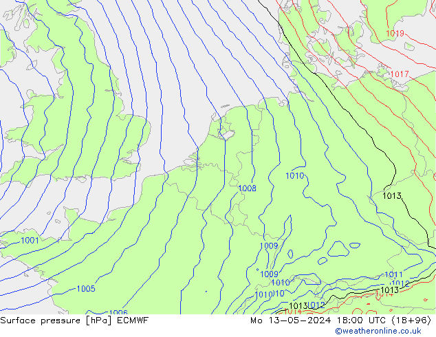 pression de l'air ECMWF lun 13.05.2024 18 UTC