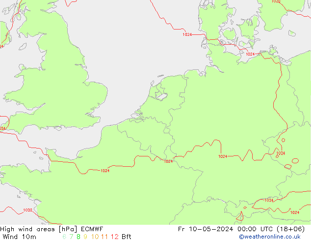 High wind areas ECMWF Fr 10.05.2024 00 UTC