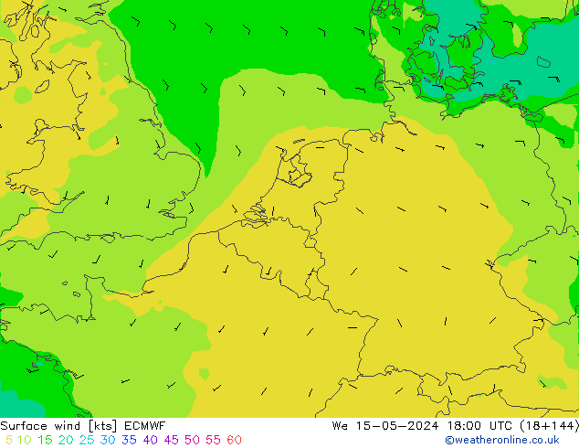 Rüzgar 10 m ECMWF Çar 15.05.2024 18 UTC