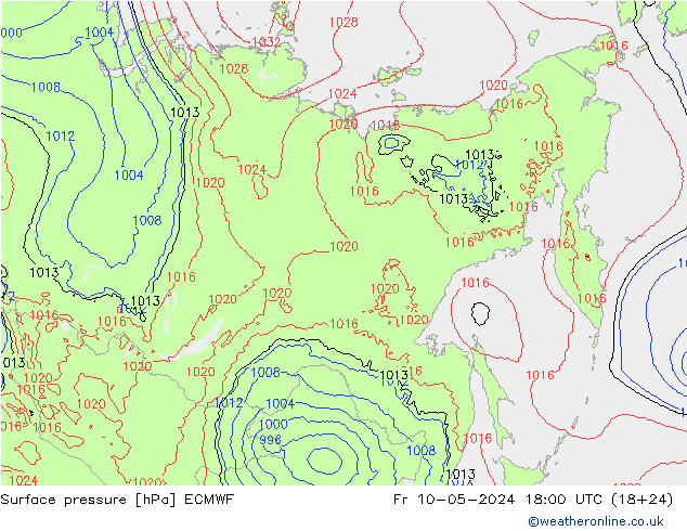 приземное давление ECMWF пт 10.05.2024 18 UTC